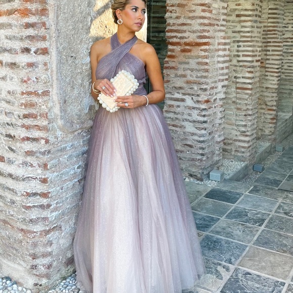 Mac Duggal halter ombré gown for wedding guest, prom, red carpet, evening event - Picture 2 of 4